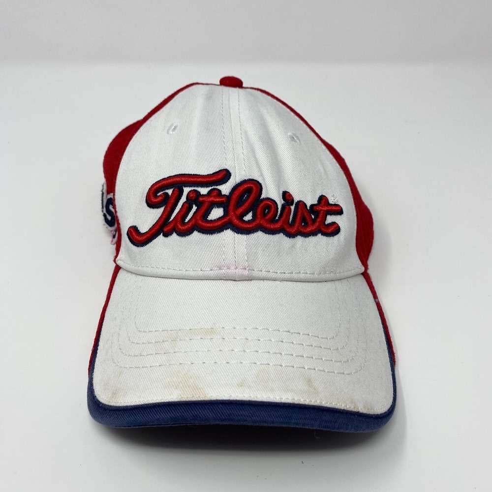 Titleist Golf Strapback Cap Red White Blue Embroidered Stars USA